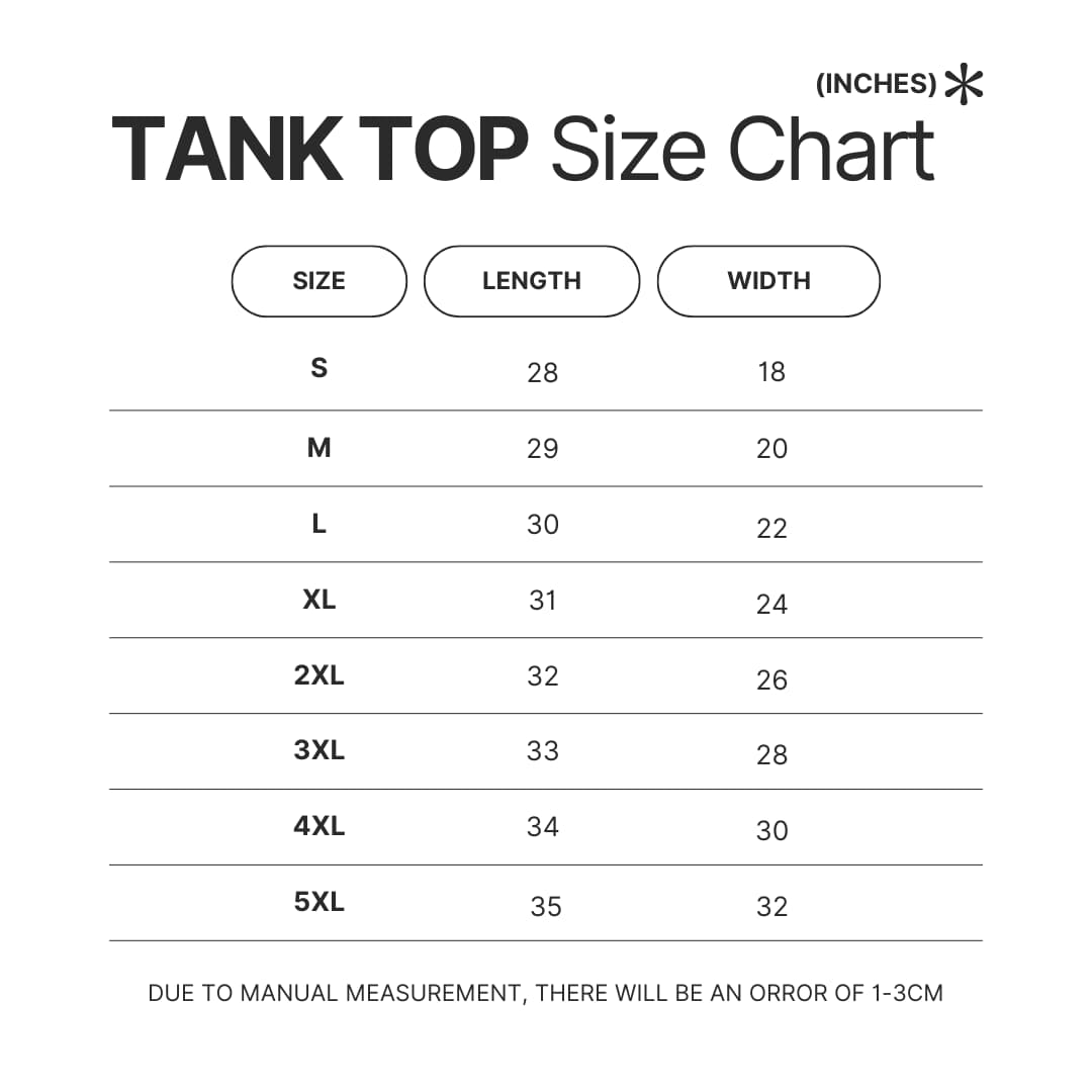 Tank Top Size Chart - MF Ghost Store