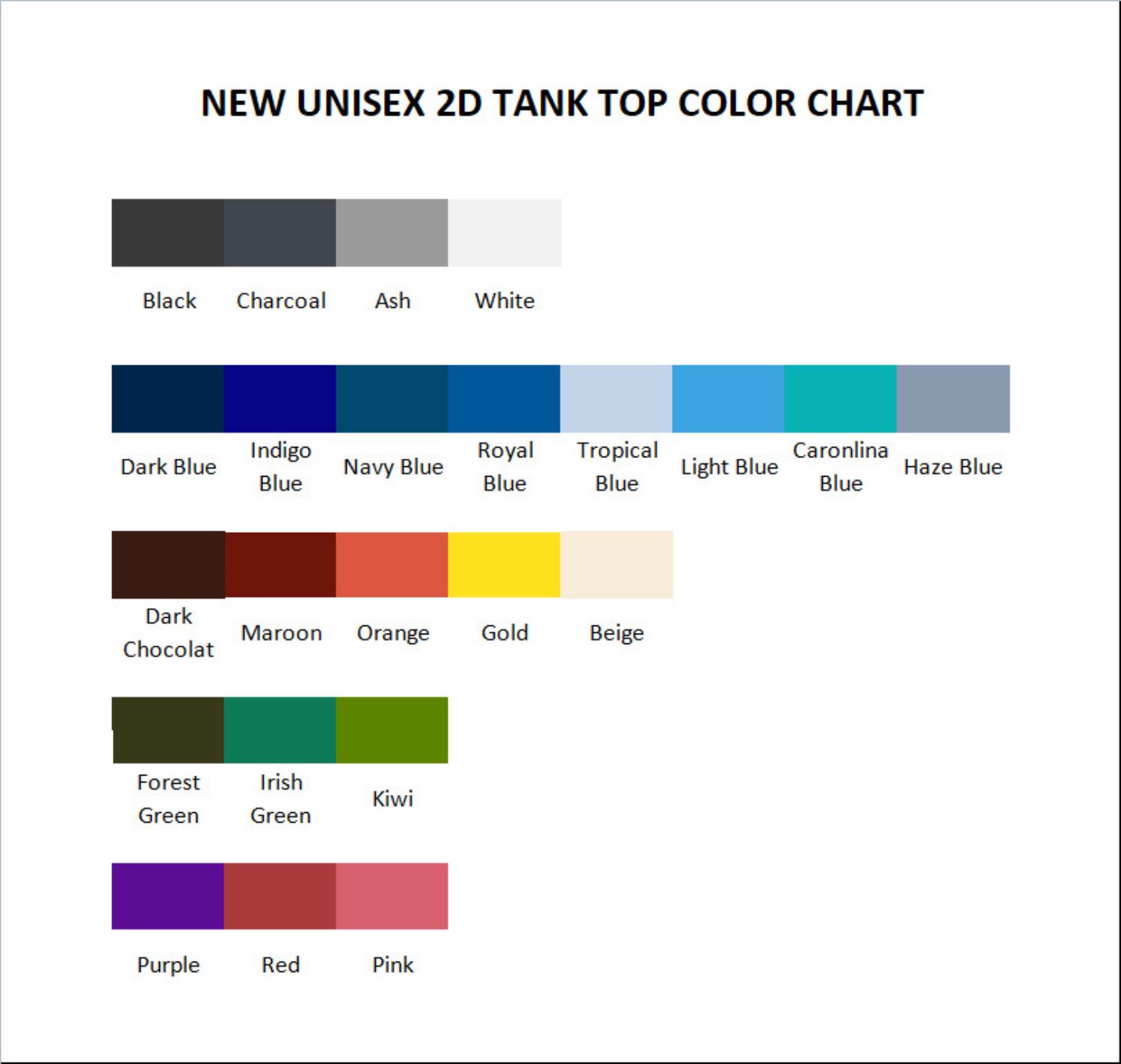 tank top color chart - MF Ghost Store